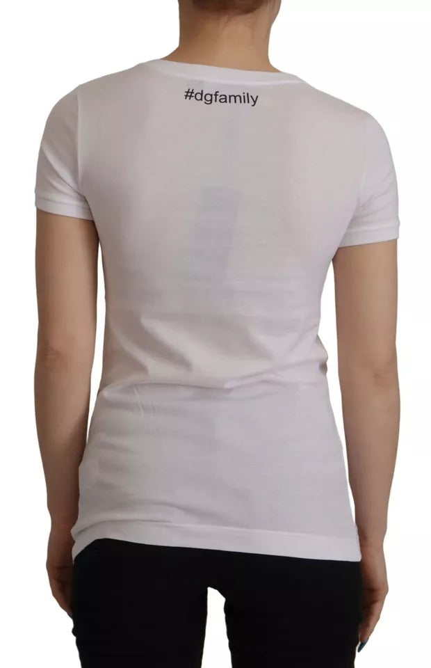 Dolce & Gabbana White #DGFamily Patch Top Cotton T-shirt | Regal Royce
