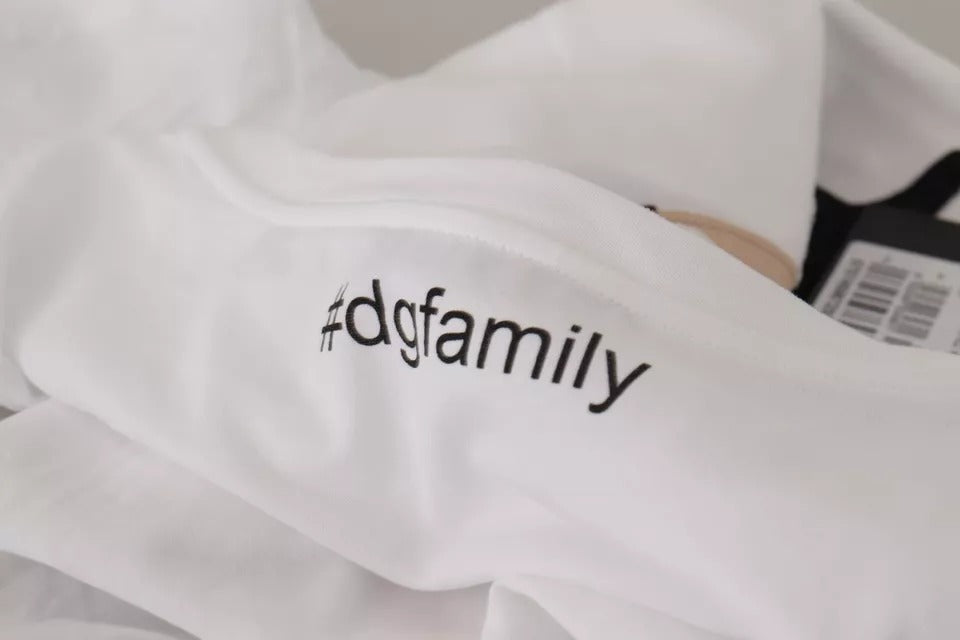 Dolce & Gabbana White #DGFamily Patch Top Cotton T-shirt | Regal Royce