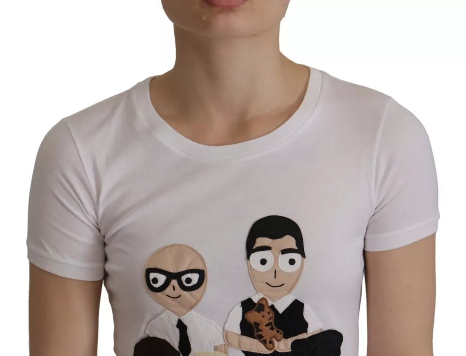 Dolce & Gabbana White #DGFamily Patch Top Cotton T-shirt | Regal Royce
