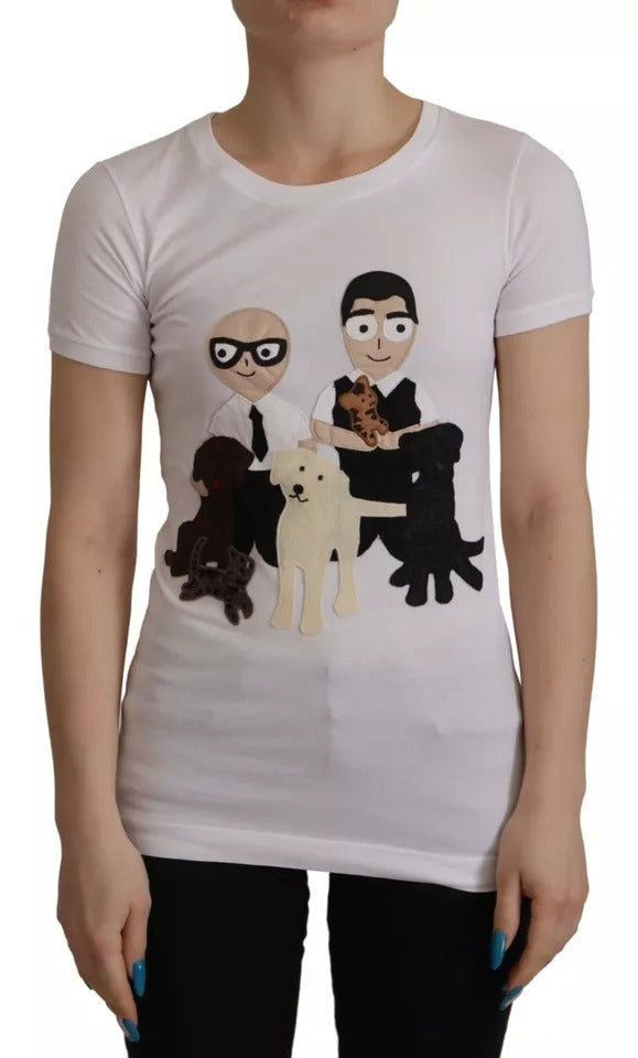 Dolce & Gabbana White #DGFamily Patch Top Cotton T-shirt | Regal Royce