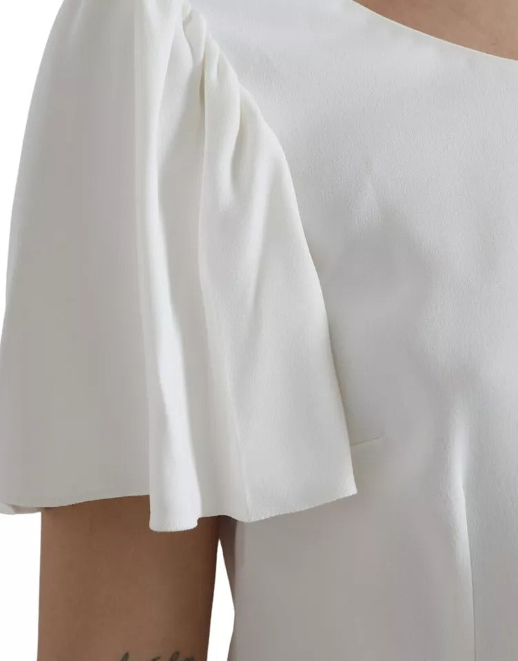 Dolce & Gabbana White Viscose Round Neck Short Sleeves Top | Regal Royce