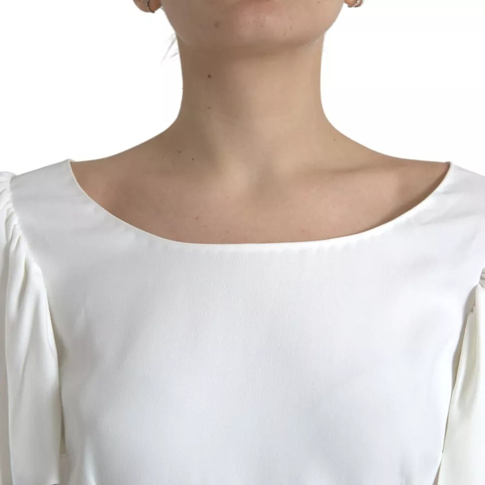Dolce & Gabbana White Viscose Round Neck Short Sleeves Top | Regal Royce