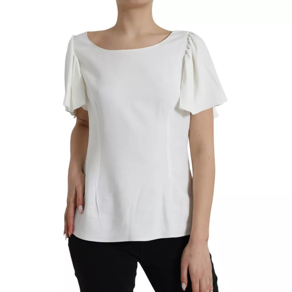 Dolce & Gabbana White Viscose Round Neck Short Sleeves Top | Regal Royce