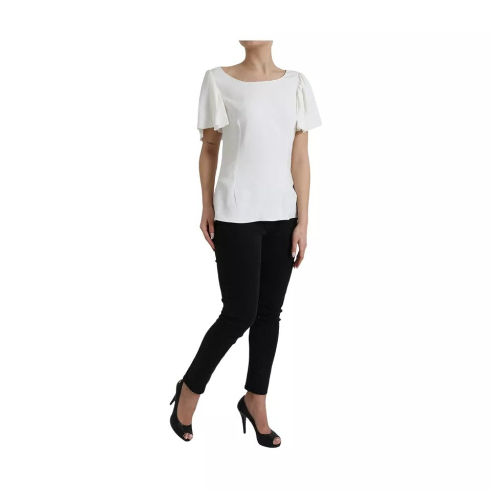 Dolce & Gabbana White Viscose Round Neck Short Sleeves Top | Regal Royce