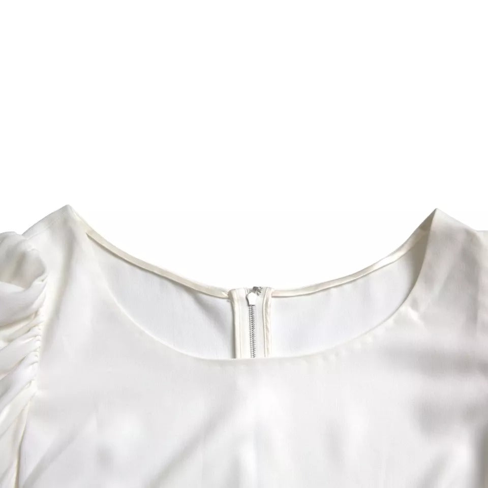 Dolce & Gabbana White Viscose Round Neck Short Sleeves Top | Regal Royce