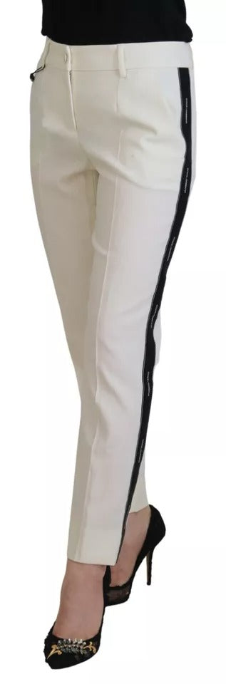 Dolce & Gabbana White High Waist Tapered Wool Pants | Regal Royce