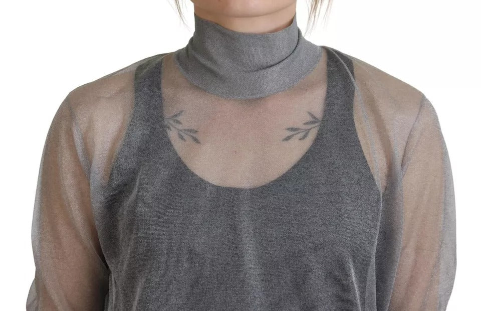 Dolce & Gabbana Gray See Through Turtleneck Pullover Sweater | Regal Royce