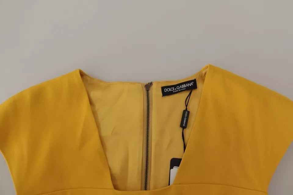 Dolce & Gabbana Yellow Viscose Sleeveless Sheath Midi Dress | Regal Royce