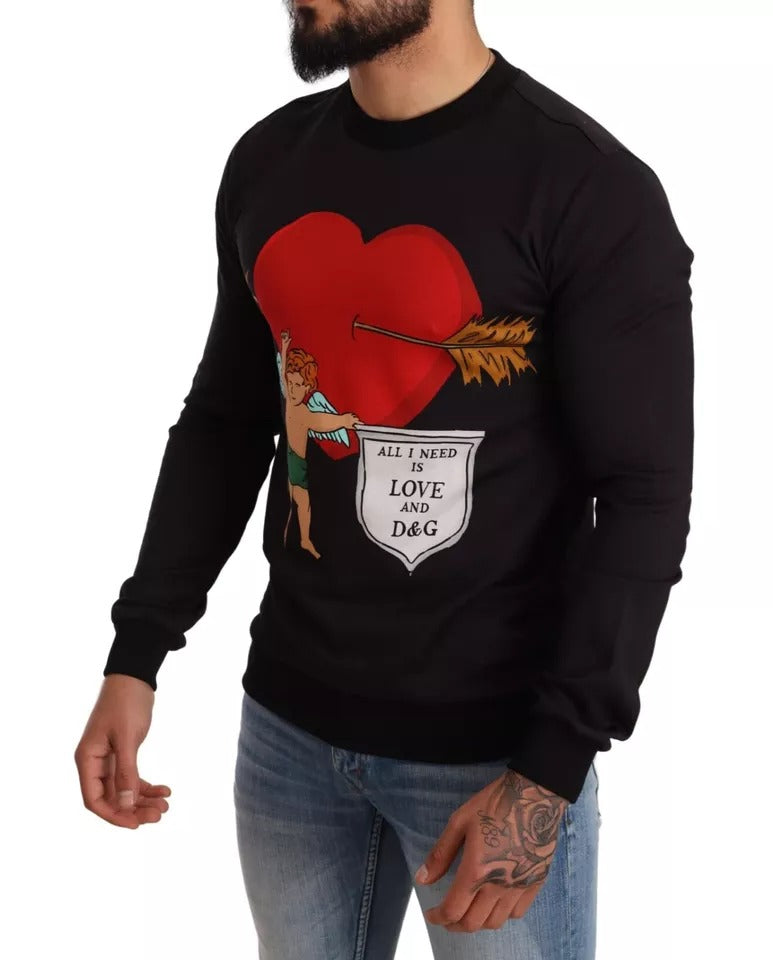 Dolce & Gabbana Black Cupid Print Hoodie Sweatshirt Sweater | Regal Royce