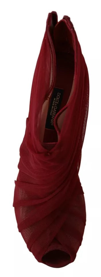 Dolce & Gabbana Red Tulle Ankle Boots Stiletto Heels Shoes | Regal Royce