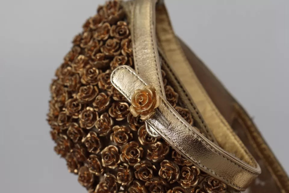 Dolce & Gabbana Gold Roses Embellished Heels Pumps Shoes | Regal Royce