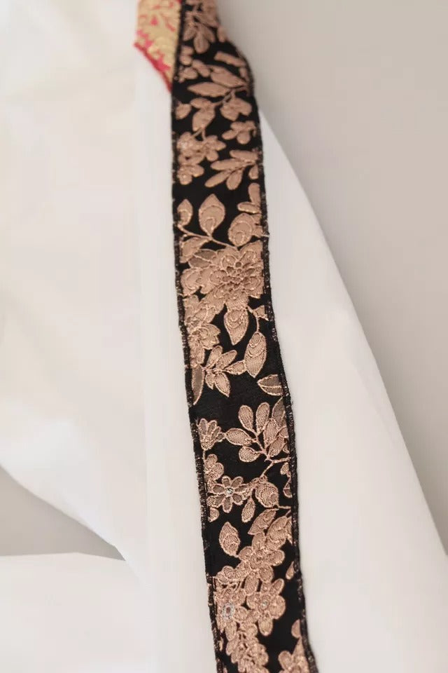 Dolce & Gabbana White Jacquard Cotton Blend Mid Waist Pants | Regal Royce
