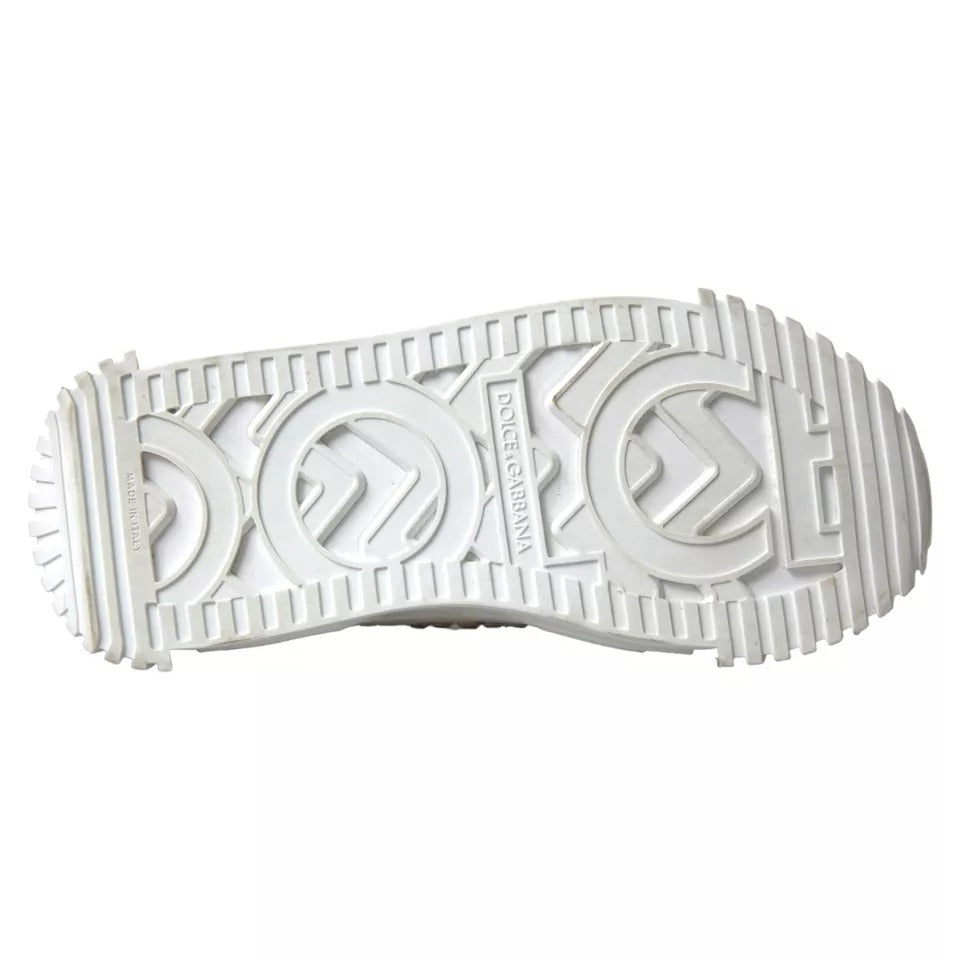 Dolce & Gabbana White NS1 Canvas Leather Embellished Sneakers Shoes | Regal Royce