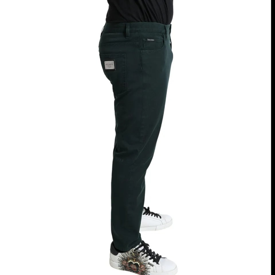 Dolce & Gabbana Green Cotton Stretch Skinny Men Denim Jeans | Regal Royce