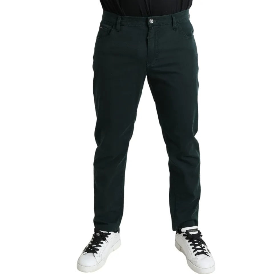 Dolce & Gabbana Green Cotton Stretch Skinny Men Denim Jeans | Regal Royce