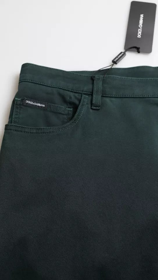 Dolce & Gabbana Green Cotton Stretch Skinny Men Denim Jeans | Regal Royce