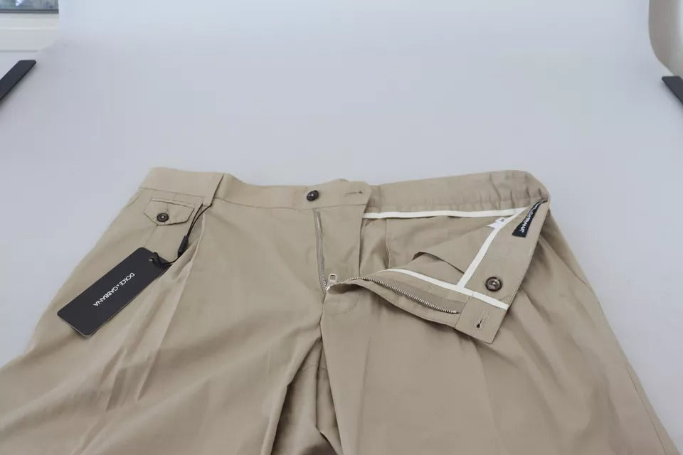 Dolce & Gabbana Beige Cotton Chino Men Formal Pants | Regal Royce