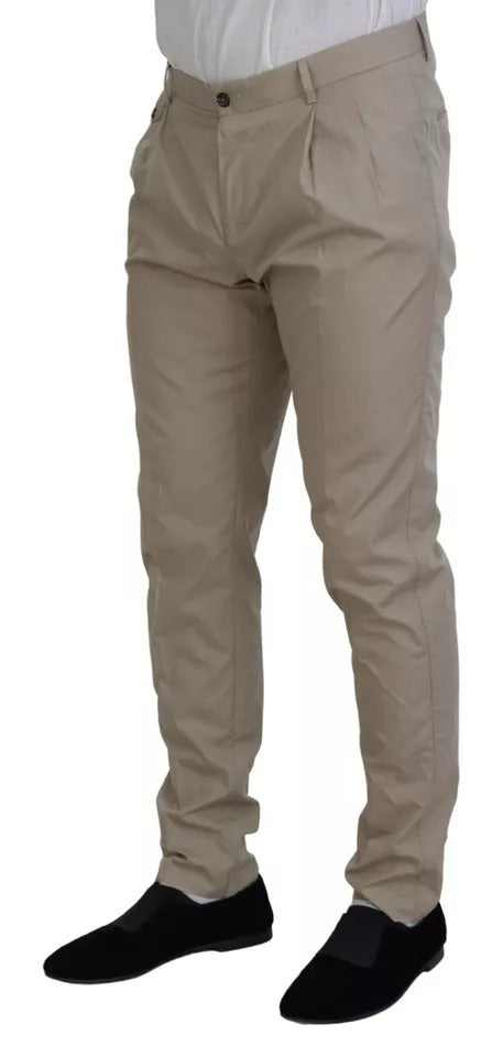 Dolce & Gabbana Beige Cotton Chino Men Formal Pants | Regal Royce