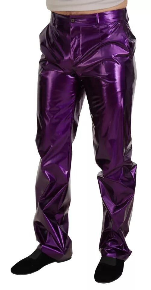 Dolce & Gabbana Purple Shining Men Casual Pants | Regal Royce