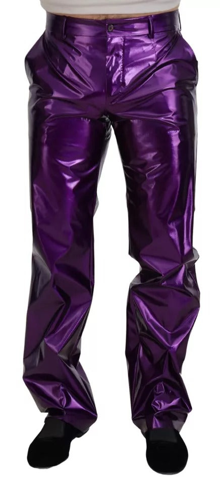 Dolce & Gabbana Purple Shining Men Casual Pants | Regal Royce