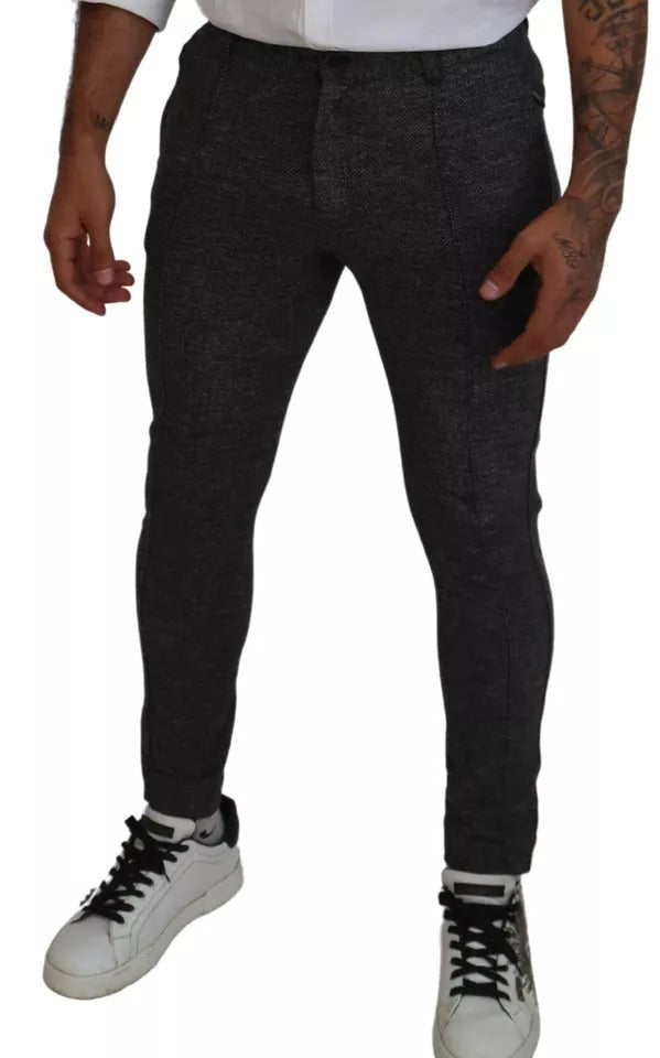 Dolce & Gabbana Gray Chevron Viscose Skinny Pants | Regal Royce