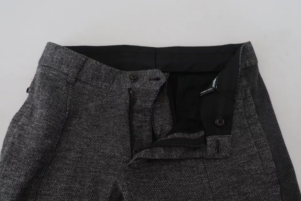 Dolce & Gabbana Gray Chevron Viscose Skinny Pants | Regal Royce