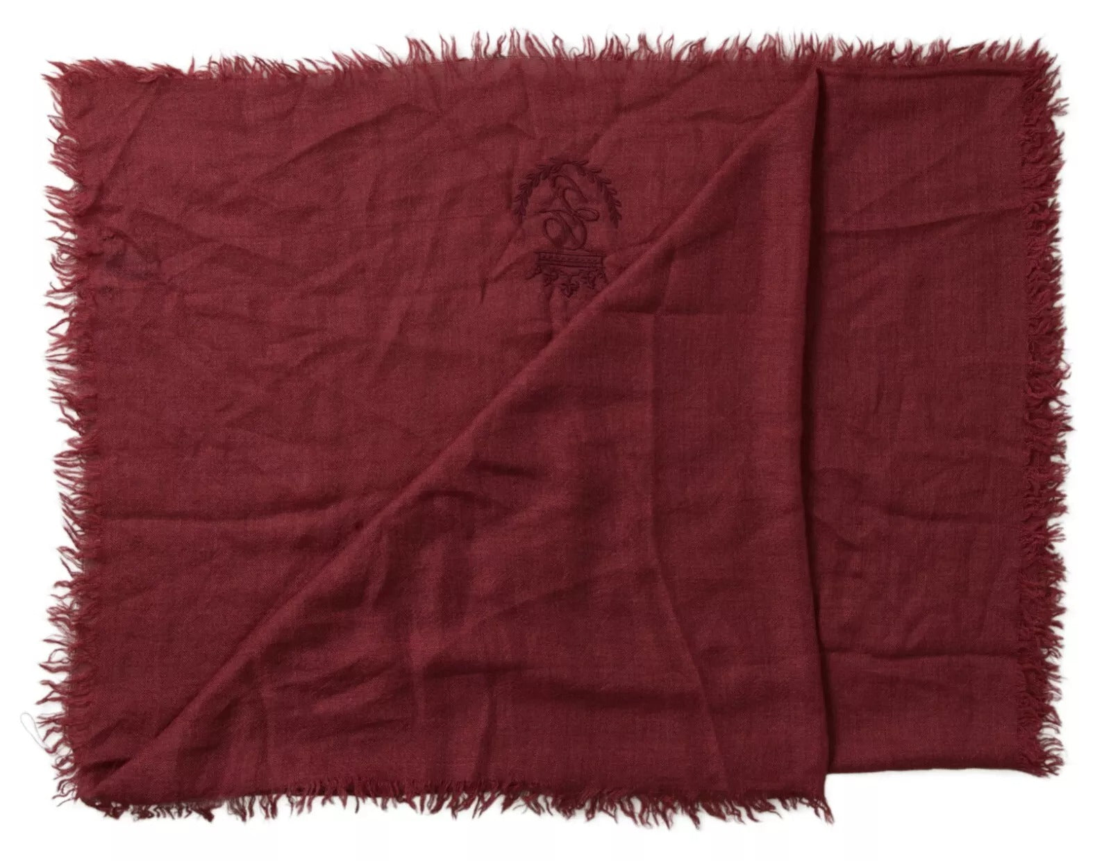 Dolce & Gabbana Maroon Cashmere Knit Wrap Shawl Fringe Scarf | Regal Royce