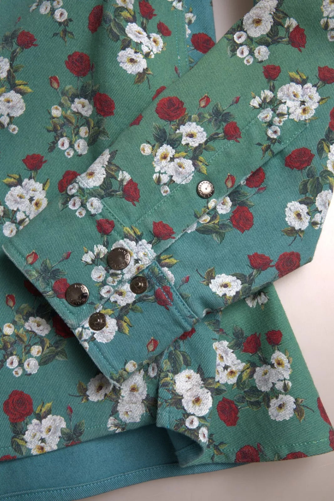 Dolce & Gabbana Blue Floral Cotton Button Down Denim Shirt | Regal Royce