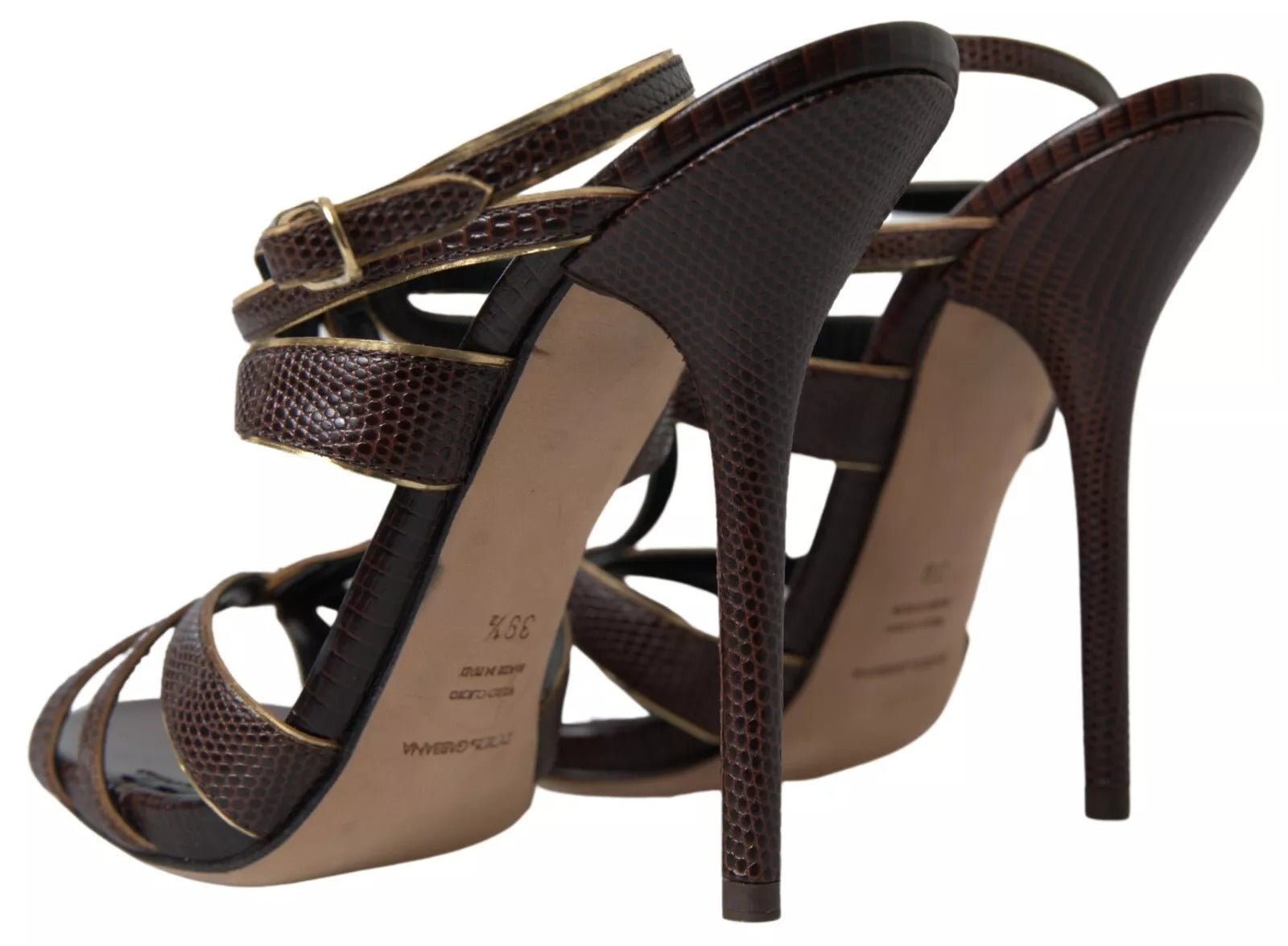 Dolce & Gabbana Brown Ankle Strap Stiletto Heels Sandals Shoes | Regal Royce