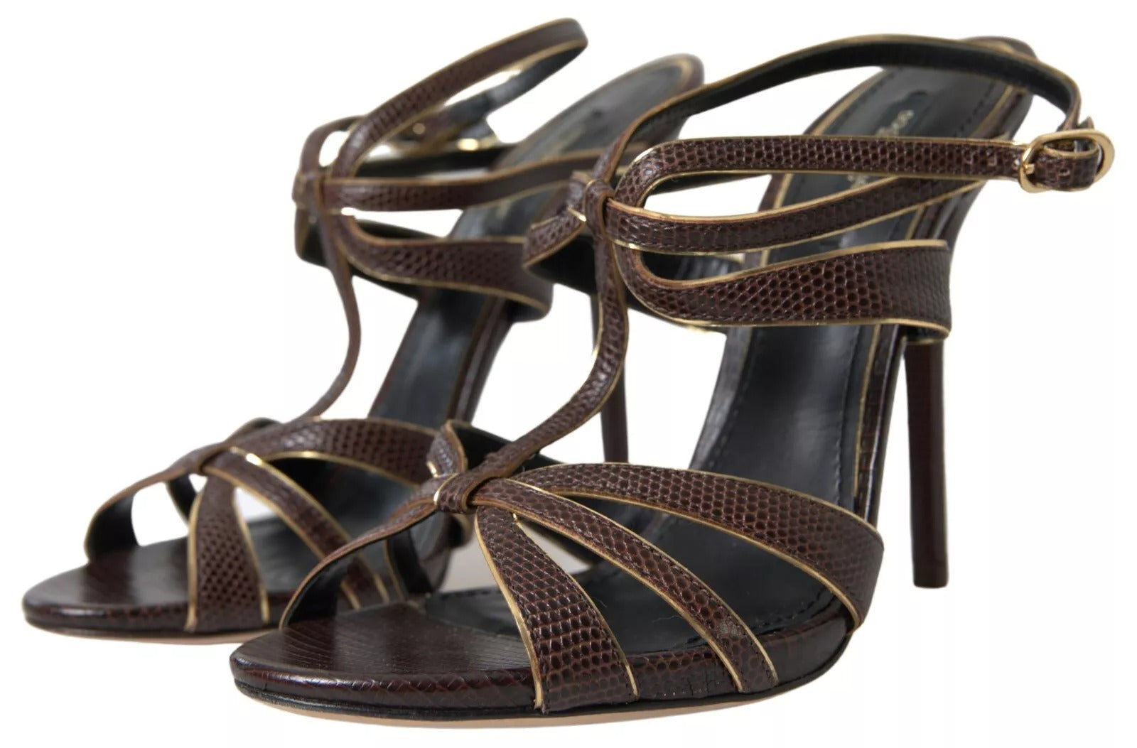 Dolce & Gabbana Brown Ankle Strap Stiletto Heels Sandals Shoes | Regal Royce