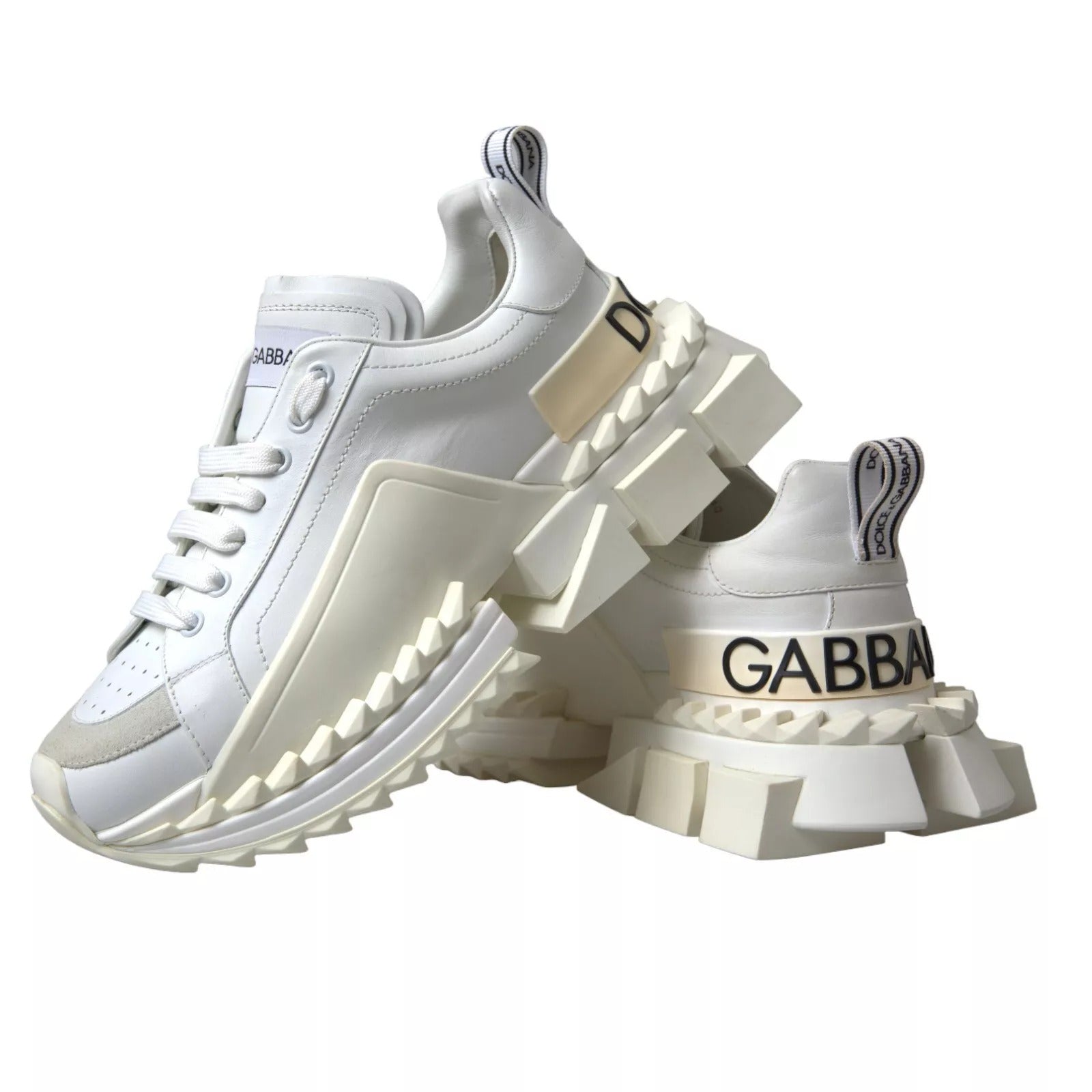 Dolce & Gabbana White Leather Super Queen Women Sneakers | Regal Royce