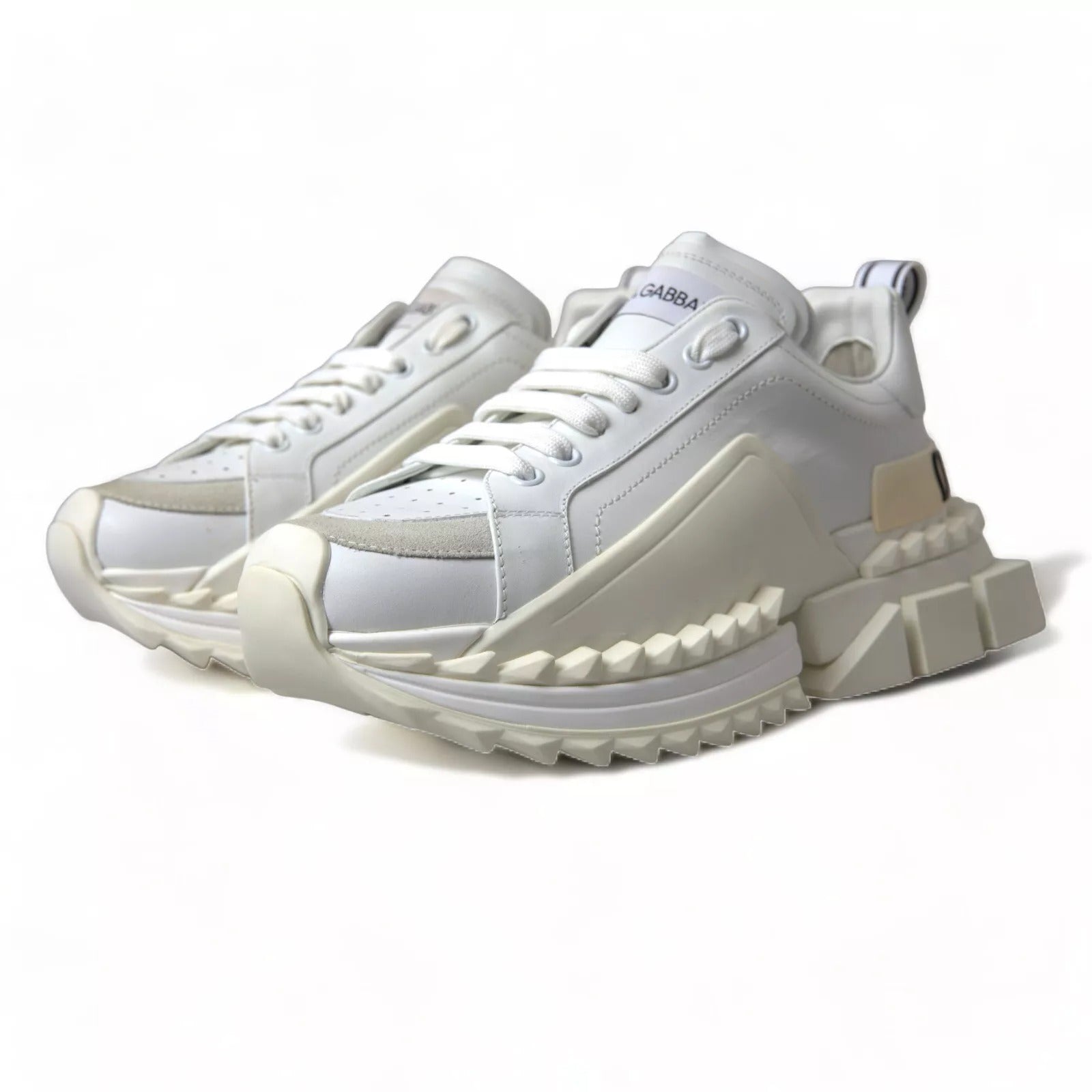 Dolce & Gabbana White Leather Super Queen Women Sneakers | Regal Royce