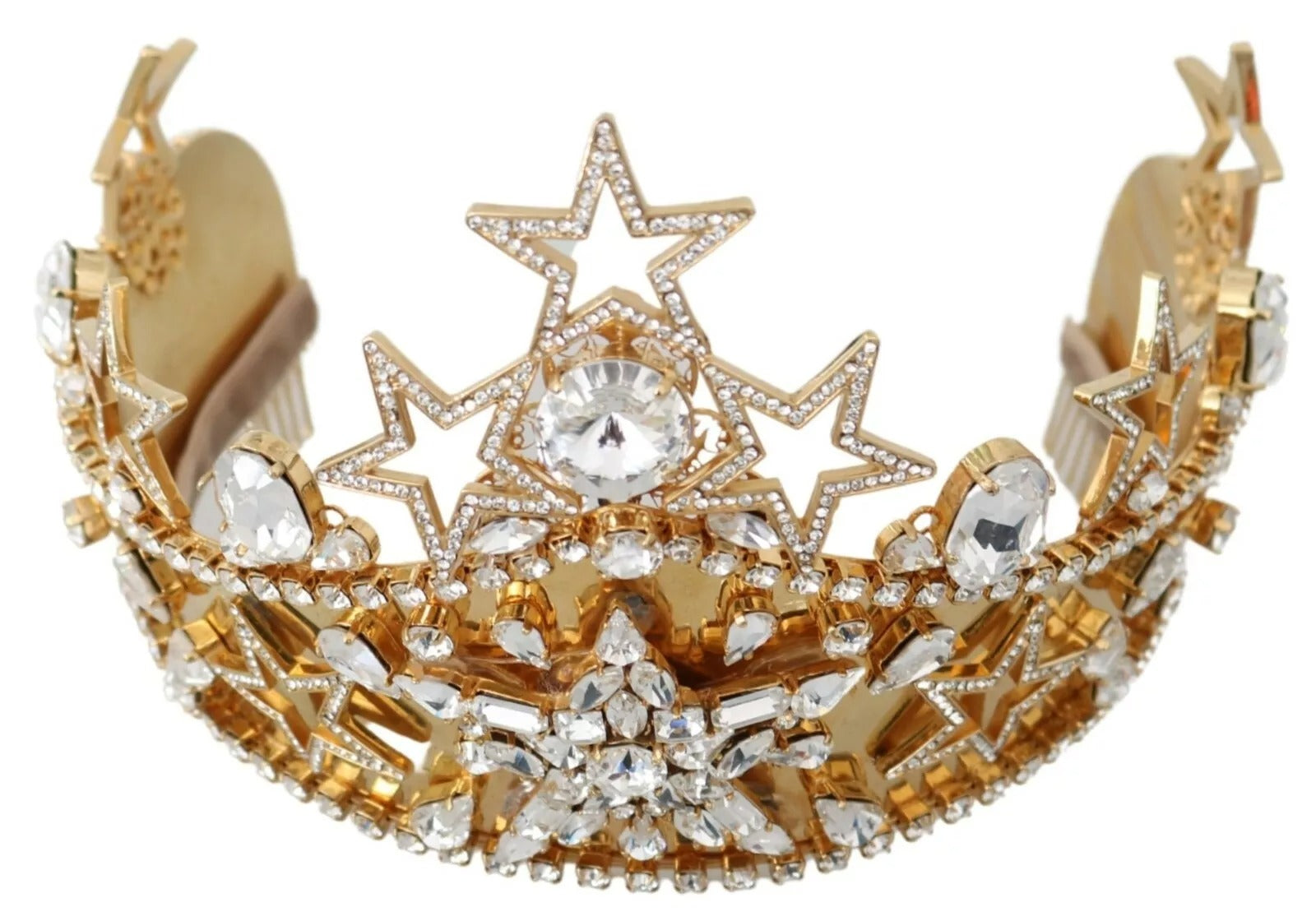 Dolce & Gabbana Gold Crystal Star STRASS Crown Logo Tiara Diadem | Regal Royce