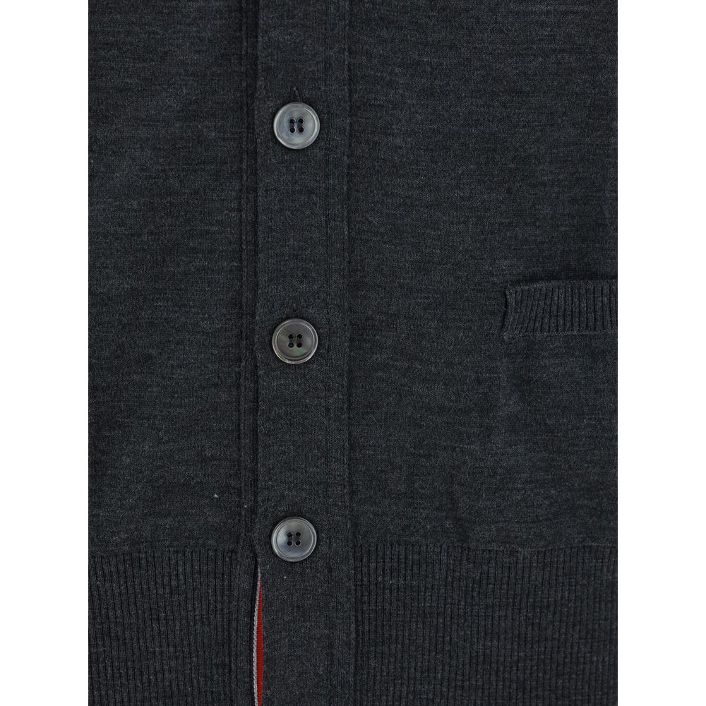 Thom Browne Gray Fleece Wool Cardigan | Regal Royce