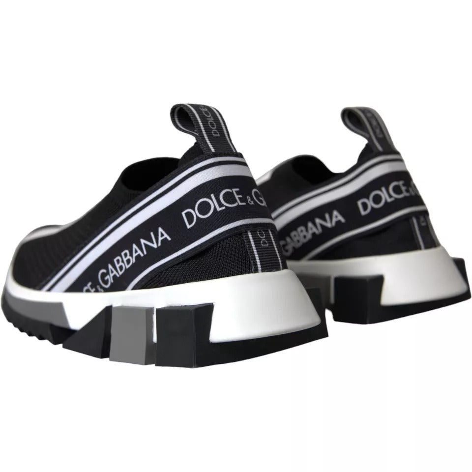 Dolce & Gabbana Black White Slip On Sorrento Sneakers Shoes | Regal Royce