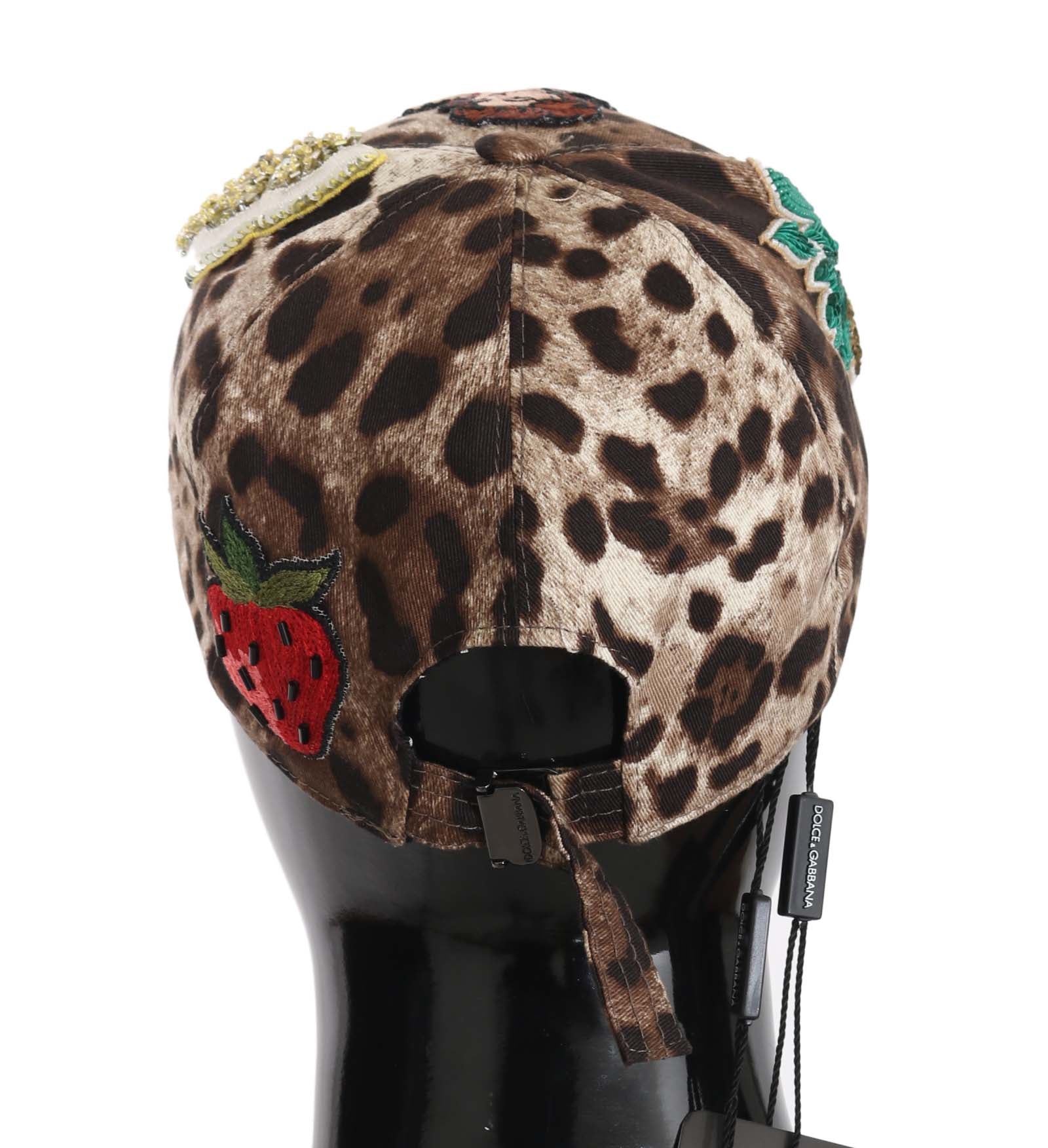 Dolce & Gabbana Brown Leopard Sequin Sicily Applique Baseball Hat | Regal Royce