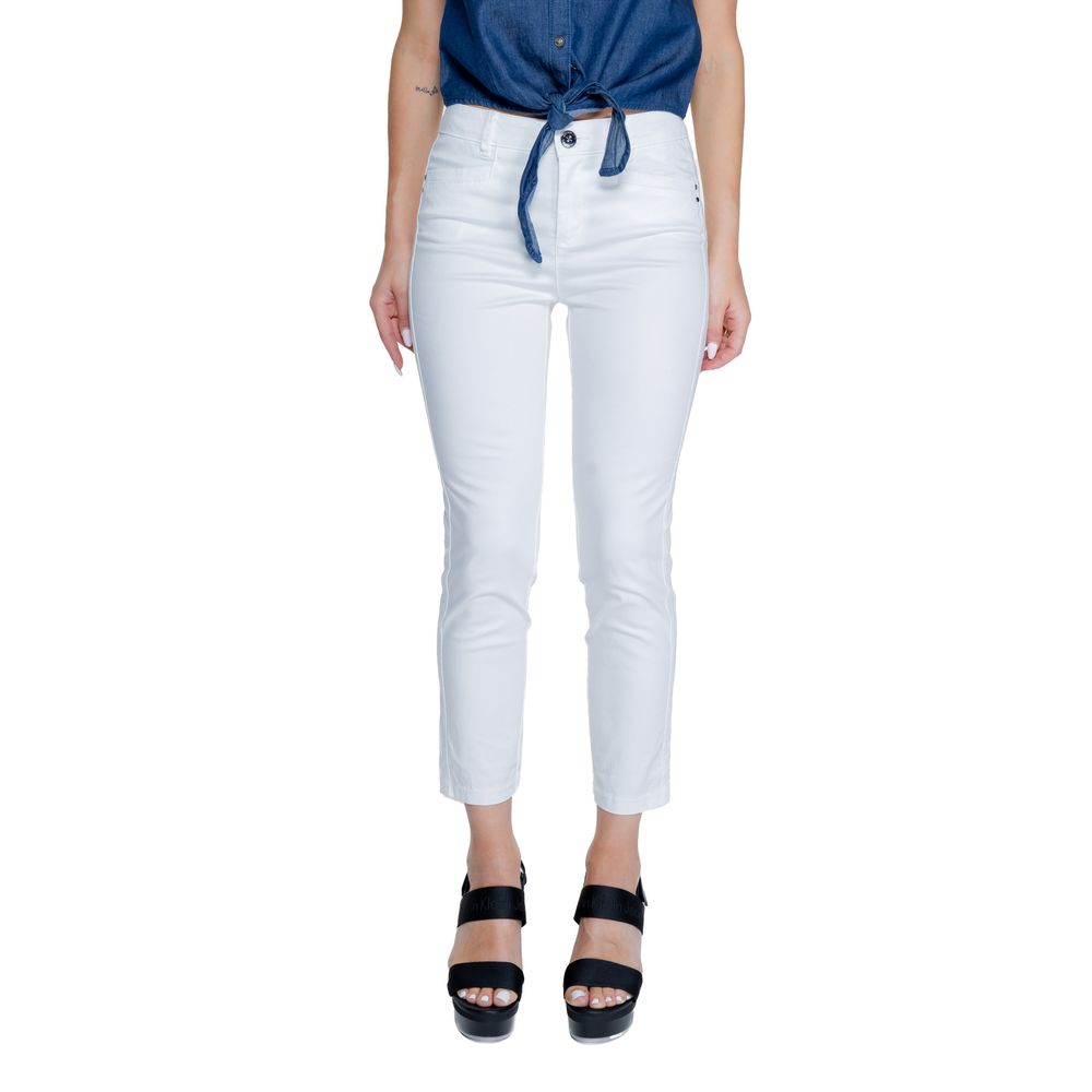 Street One White Cotton Casual Pants | Regal Royce