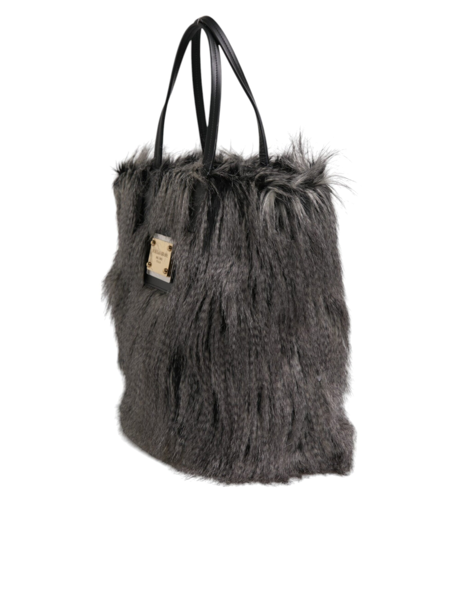 Dolce & Gabbana Black Oversize Faux Fur Shopping Tote Bag | Regal Royce