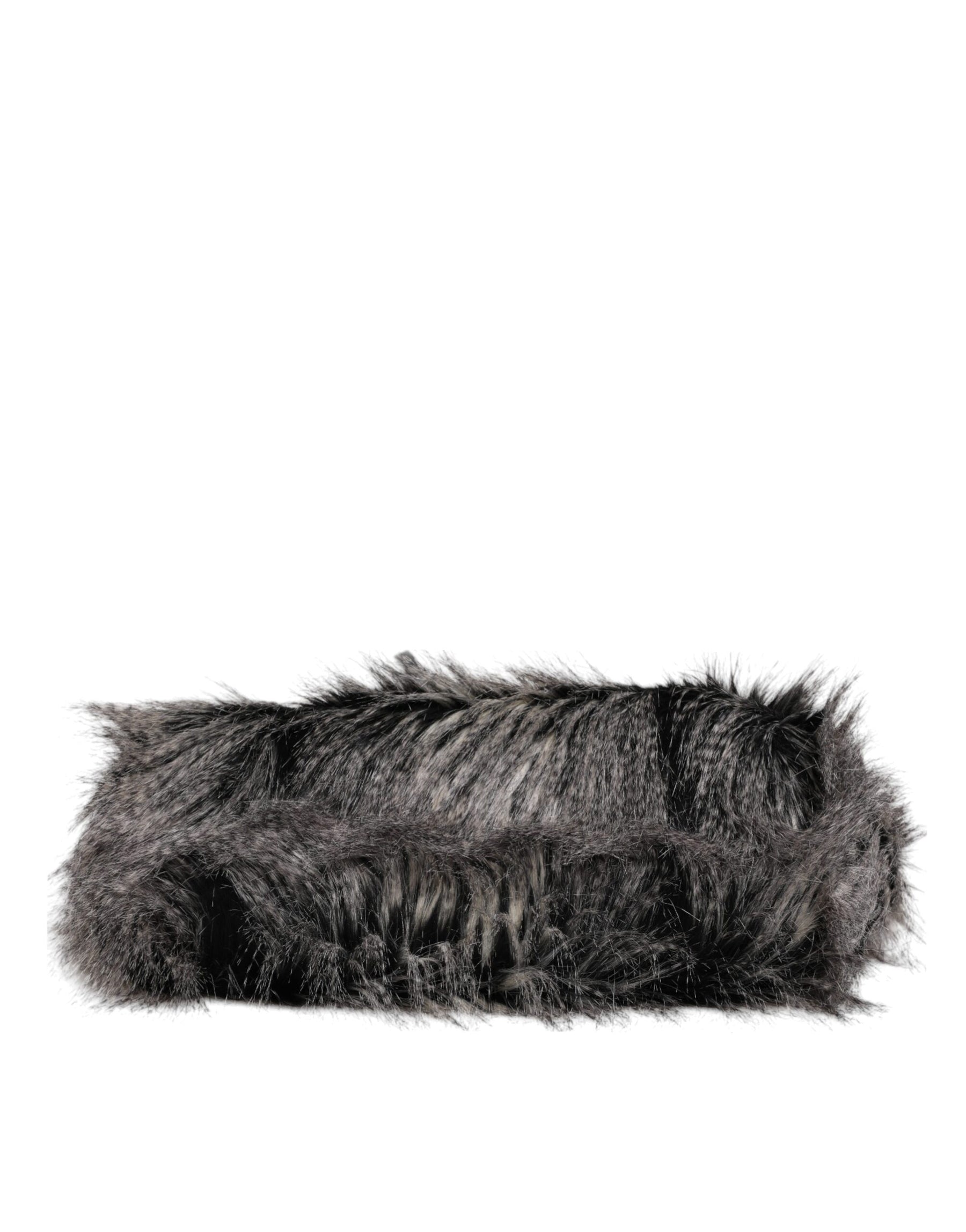 Dolce & Gabbana Black Oversize Faux Fur Shopping Tote Bag | Regal Royce