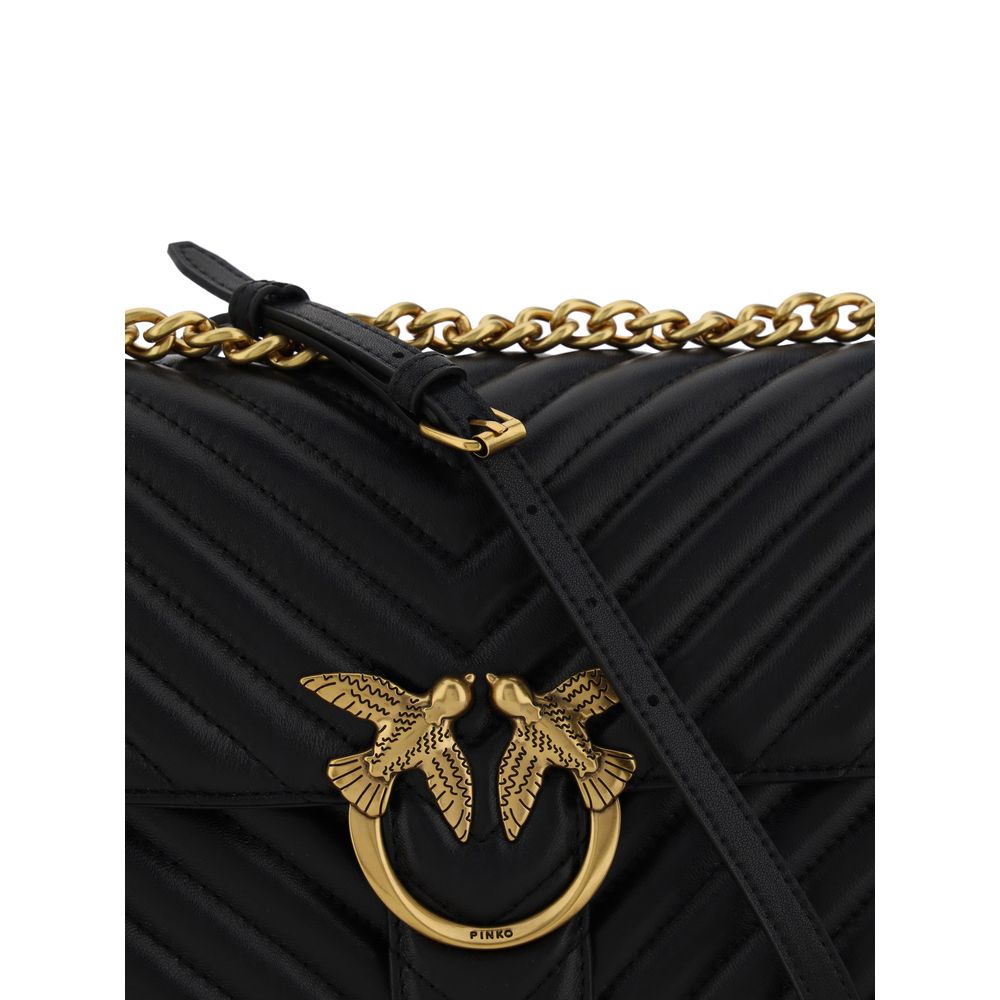 PINKO Black Calf Leather Bos Taurus Shoulder Bag | Regal Royce