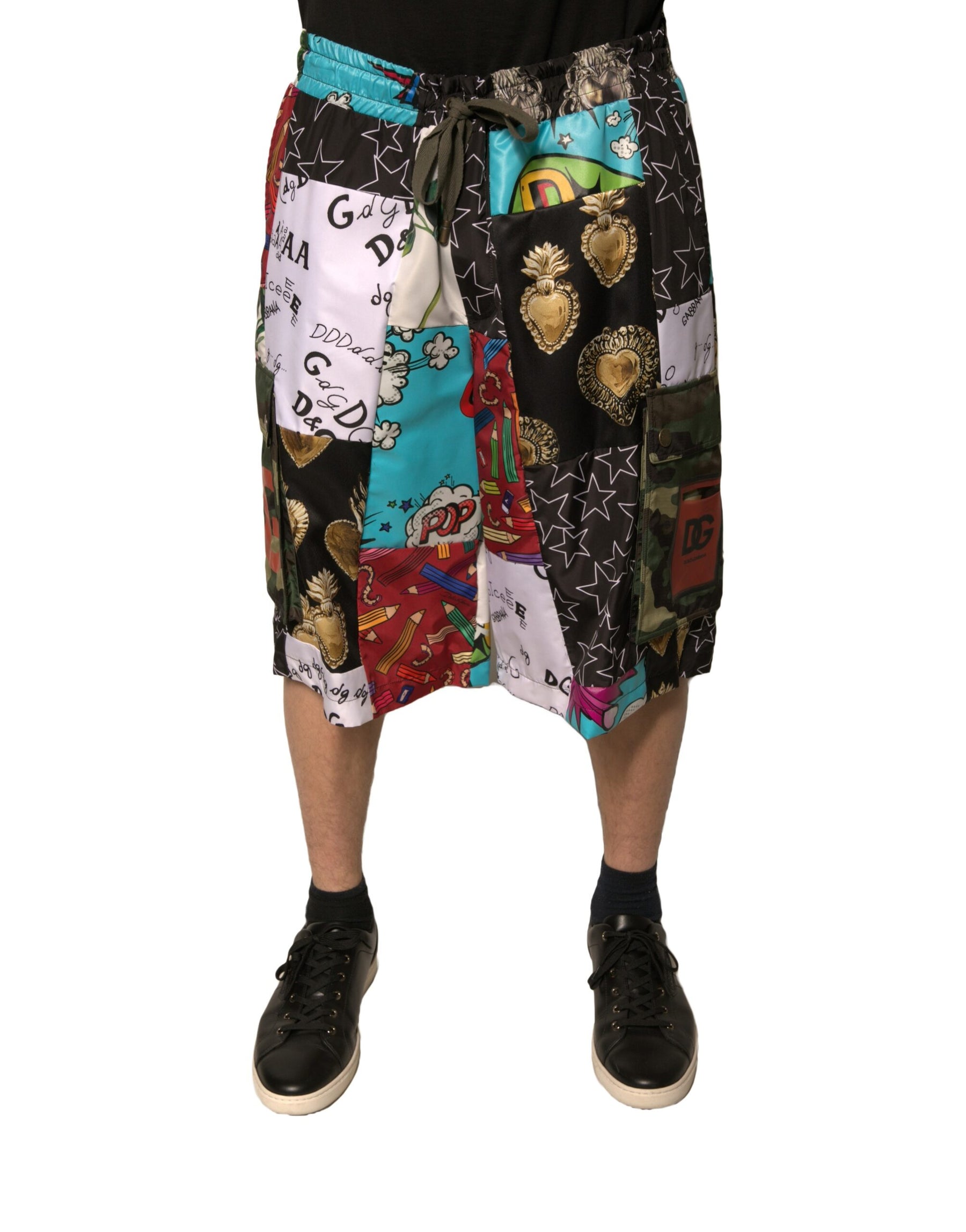 Dolce & Gabbana Multicolor Patchwork Cargo Bermuda Shorts | Regal Royce