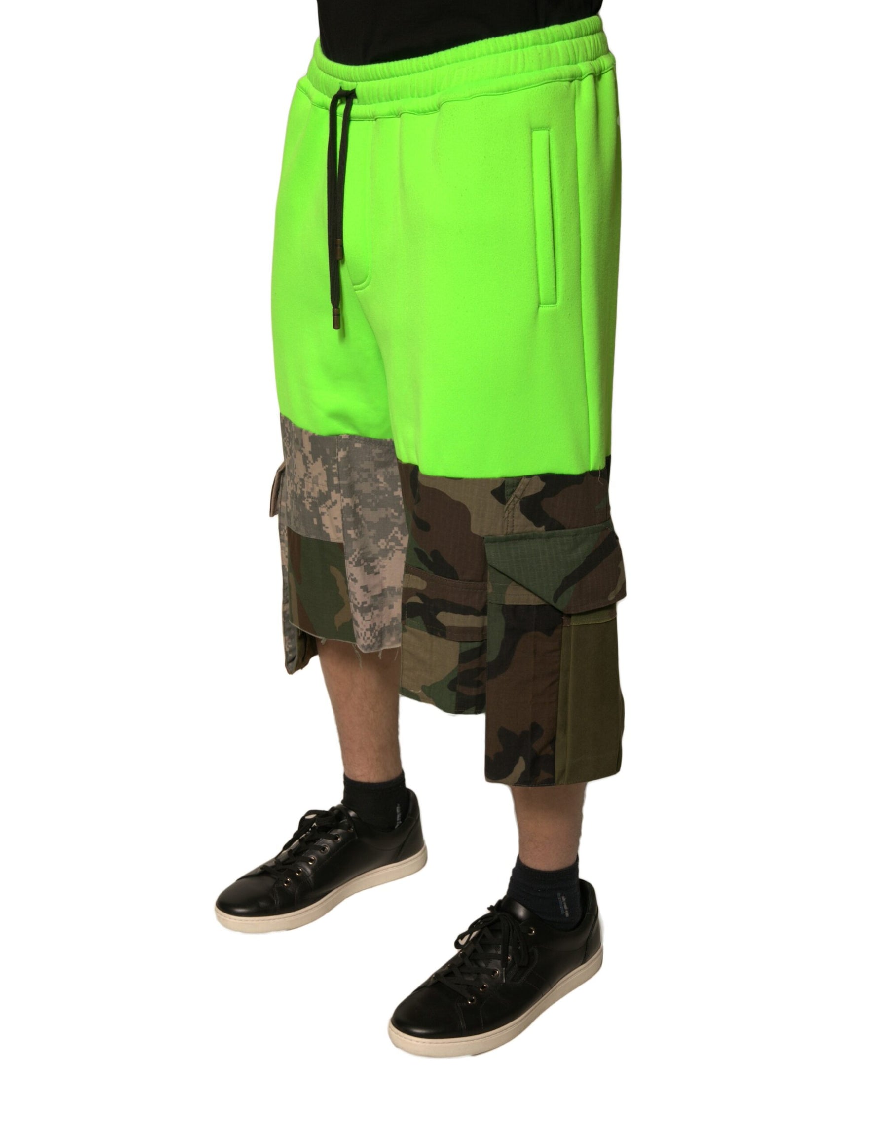 Dolce & Gabbana Green Patchwork Cargo Bermuda Shorts | Regal Royce