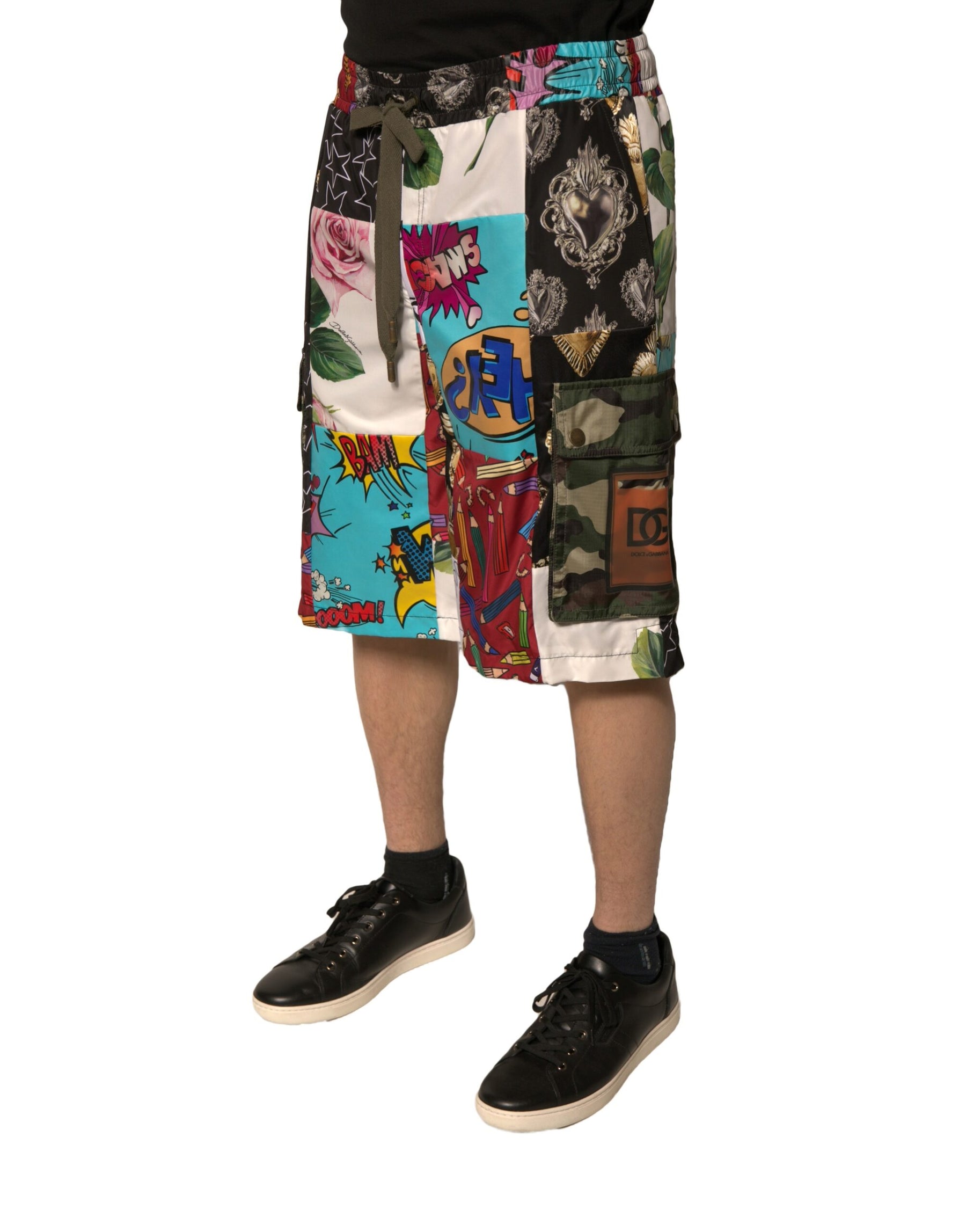 Dolce & Gabbana Multicolor Patchwork Cargo Bermuda Shorts | Regal Royce