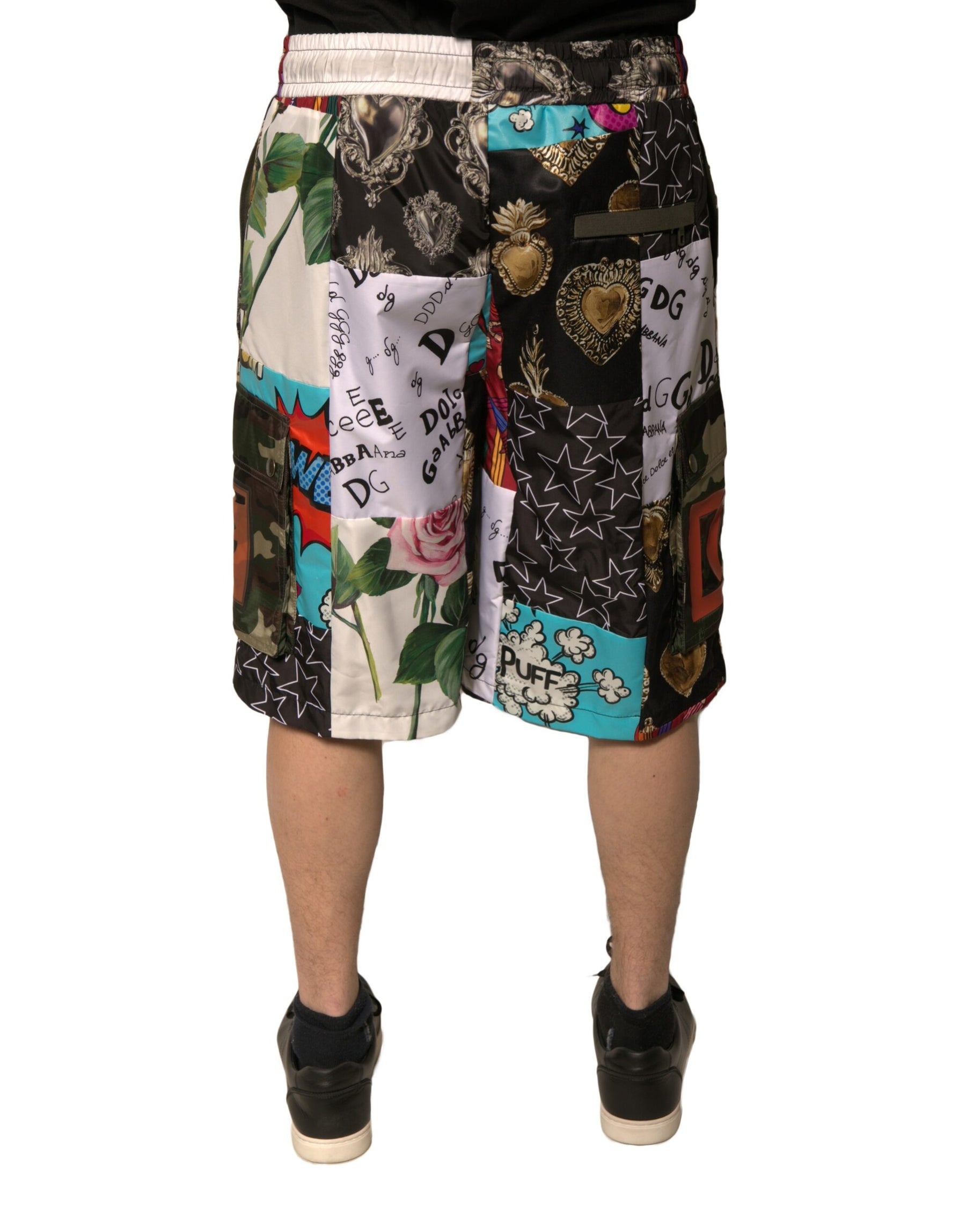 Dolce & Gabbana Multicolor Patchwork Cargo Bermuda Shorts | Regal Royce