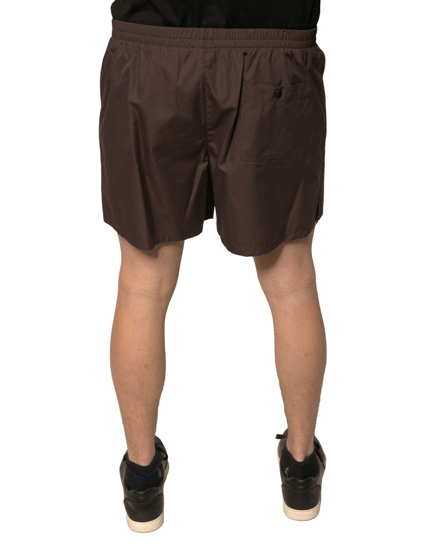 Dolce & Gabbana Brown Cotton Blend Men Mid Waist Shorts | Regal Royce