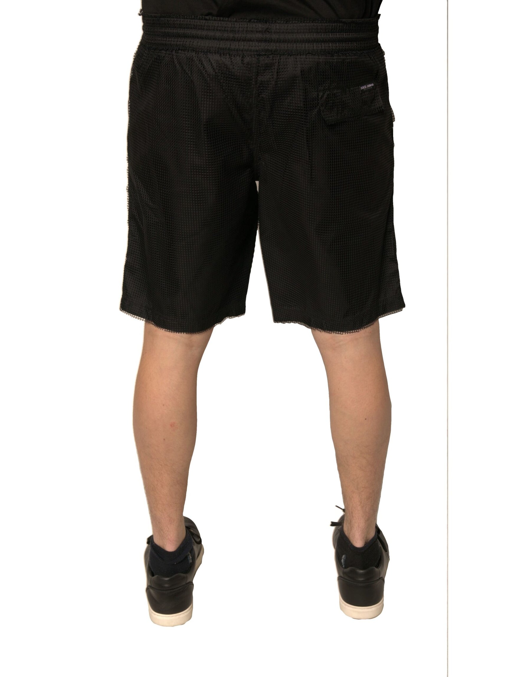 Dolce & Gabbana Black Polyester Jersey Mid Waist Shorts | Regal Royce
