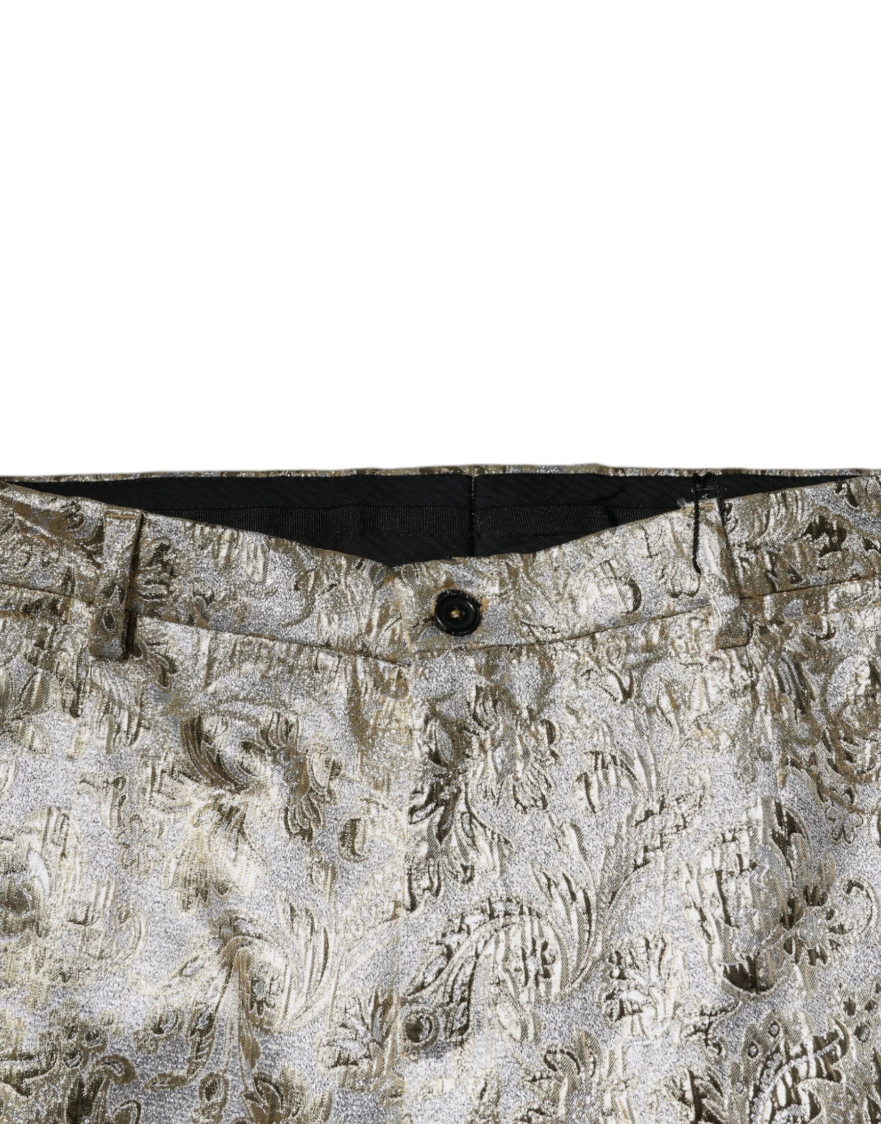 Dolce & Gabbana Gold Floral Jacquard Men Dress Pants | Regal Royce