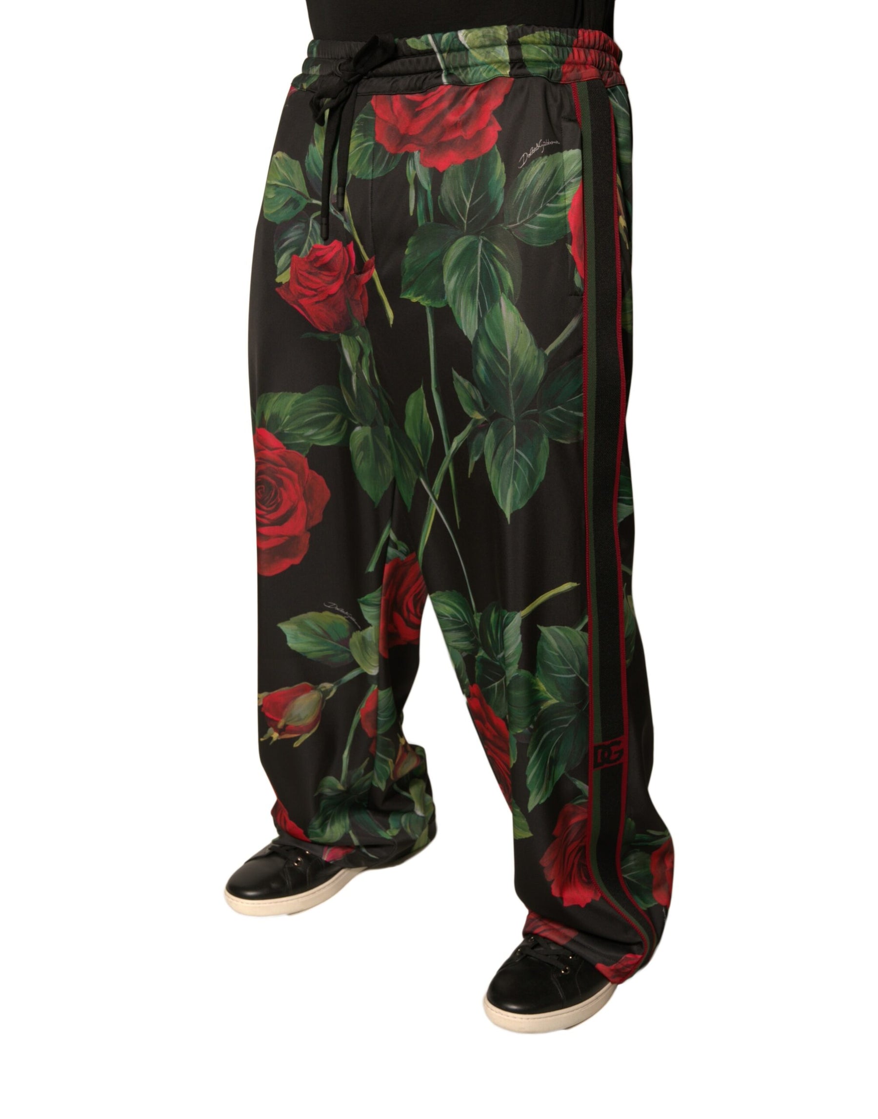 Dolce & Gabbana Black Floral Polyester Jogger Sweatpants Pants | Regal Royce