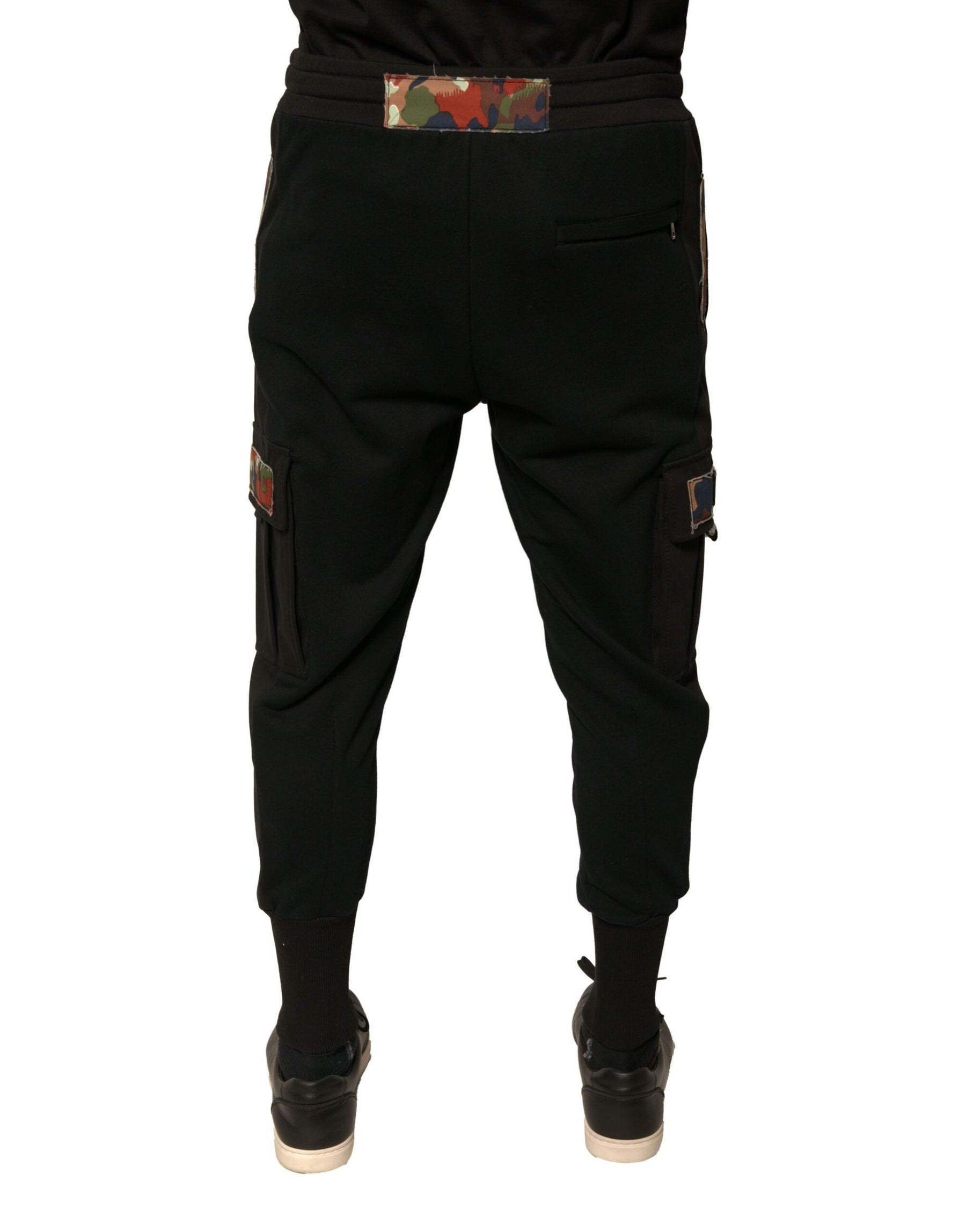 Dolce & Gabbana Black Cotton Jogger Cargo Sweatpants Pants | Regal Royce