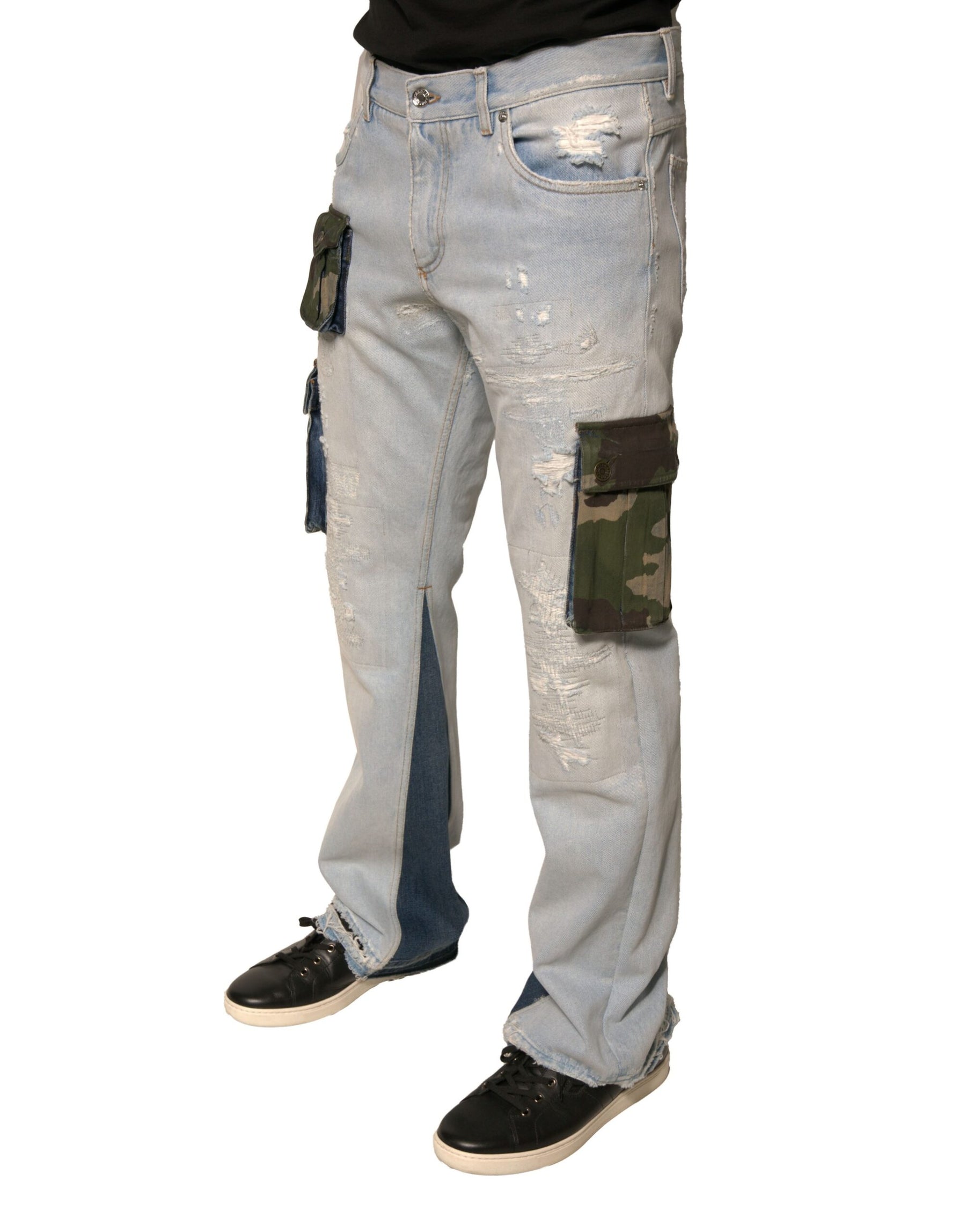 Dolce & Gabbana Light Blue Cotton Cargo Straight Denim Jeans | Regal Royce